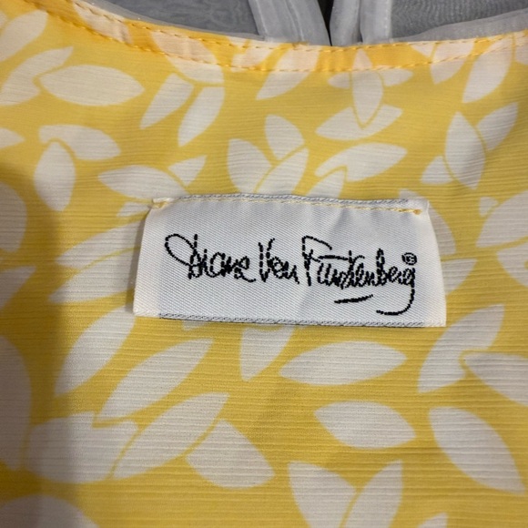 Vintage 70s 80s Diane von Furstenberg Women's Floral Yellow Midi Dress Large XL - Picture 4 of 6